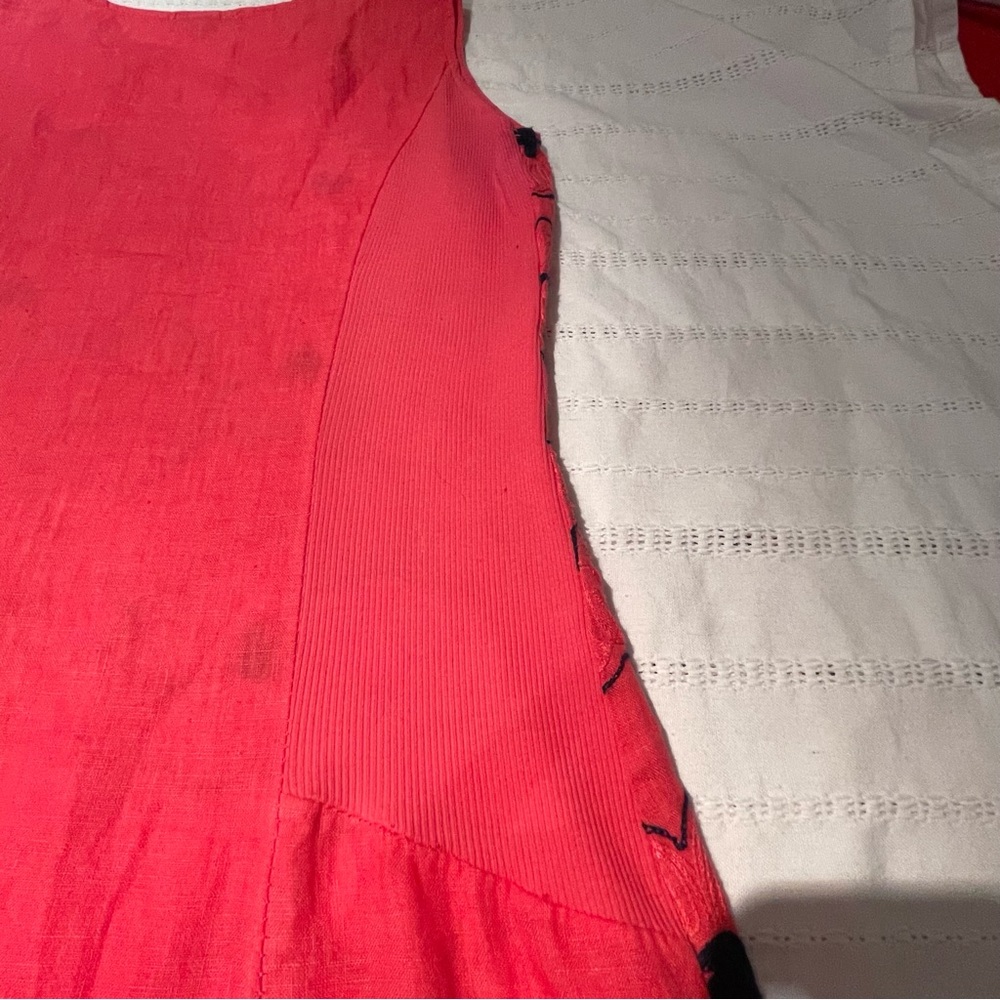 Floral Pink Dress linen Sleeveless size M - Picture 3 of 6
